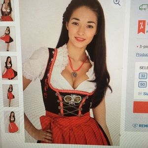 Red & Black Dirndl for Oktoberfest